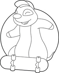 Meerkat Skater Skateboard Animal Vector Graphic Art Illustration