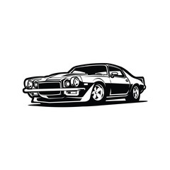 Classic American Muscle Car Monochrome Vector Isolated