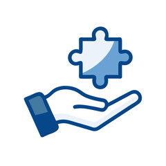 Obraz premium Hand gently holding puzzle piece in minimalist design 