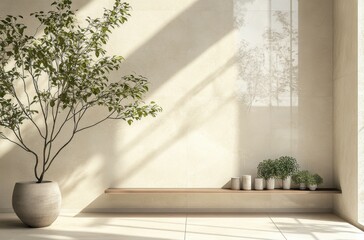 Smooth beige marble closeup, Muji-inspired tone,