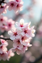 Obraz premium Soft focus pink blossoms contrasting white flowers on a fruit tree in bloom, pink, blossom