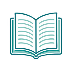 Open book illustration with blank pages and lined text design  