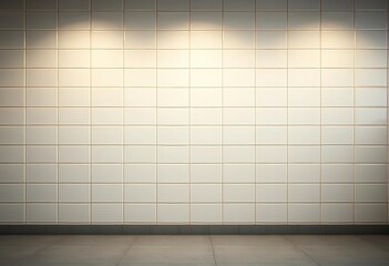 Softly lit ceramic tile wall, subtle texture, ample empty space, subtle,  tile texture