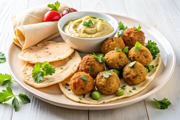 Middle Eastern Falafel with Hummus and Pita
