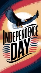 Independence day poster, United states of America holiday celebration, mobile vertical format