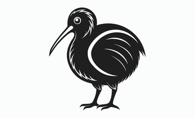 Fototapeta premium Kiwi bird silhouette, Bird silhouette, Animal icon 