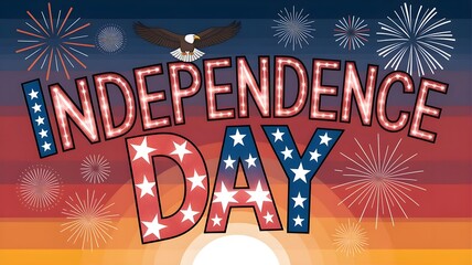 Independence day poster, United states of America holiday celebration, mobile horizontal format