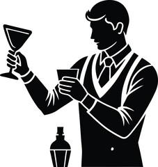 Bartender Mixing Drink Silhouette