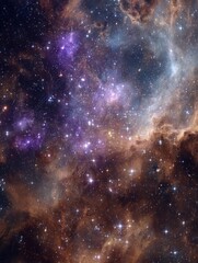 Fototapeta premium Stunning Deep Space Cosmic Nebula with Glittering Stars and Colorful Gas Clouds in a Vast Universe Environment
