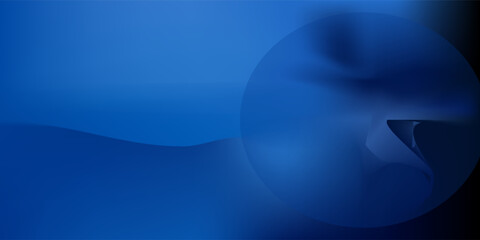 Abstract dark blue gradient background. Dark scene with curved waves of smoke or fog reflecting soft light, Black drop cool feeling of cold and cool underwater water.