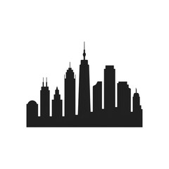 Fototapeta premium Cityscape silhouette of a modern urban skyline isolated on a transparent background