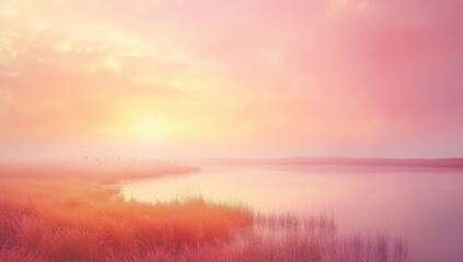 Fototapeta premium Soft-focus sunrise over a tranquil lake