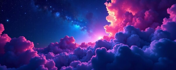Serene astral backdrop featuring twinkling stars and colorful nebula clouds, cosmos, dreamy