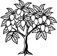 Obraz premium Illustration of a Mango Tree Full of Fruit