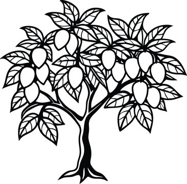 black and white mango tree clip art preview
