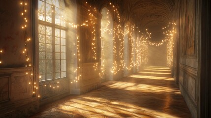 95. String lights draped across a wall, providing warm light with natural light