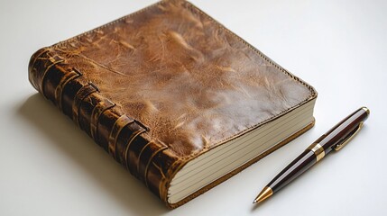 Leather journal with pen