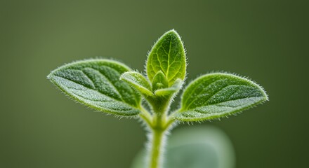 Oregano Sprout: A Macro Photography of a Young Oregano Plant