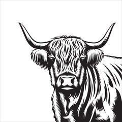 Yawning Highland Cow Silhouette