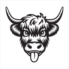 Obraz premium Yawning Highland Cow Silhouette