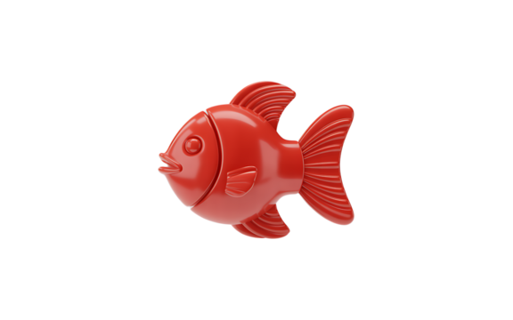 Red cartoon fish 3d render isolated on transparent background - Powered by Adobe