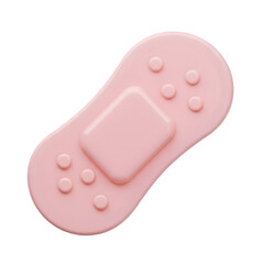 Pink plaster bandage, close-up studio shot.  Gentle, soft pastel tones. 3D icon, plastic illustration style on transparent or white background