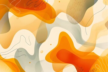 Abstract Orange and Gray Shapes Flow Dynamically Across Canvas, Creating a Visually Stunning and Harmonious Composition with Organic Lines, Evoking Feelings of Serenity and Modern Art.