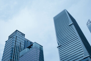 modern office buildings , looking up at the building facade