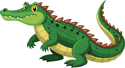 Cute Green Crocodile Cartoon Illustration