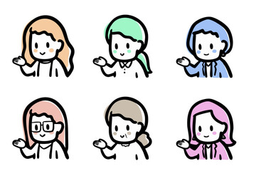 案内する、女性のバリエーション