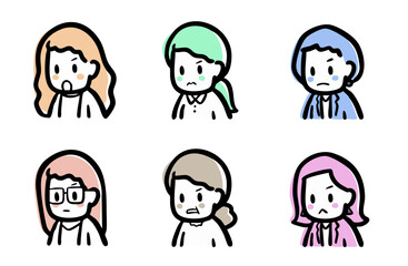 怒った表情の、女性のバリエーション