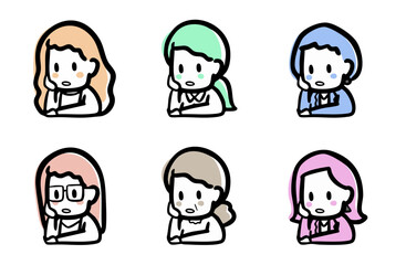 頬杖をついて話を聞く、女性のバリエーション