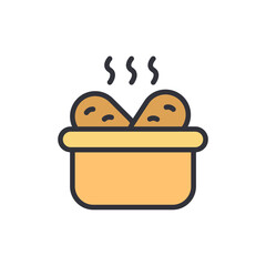 Illustration Of Warm Freshly Baked Bread Rolls In A Container