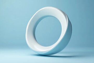 Abstract minimalist ring shape on a light blue background.
