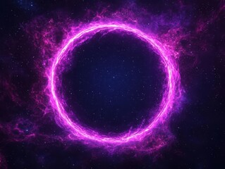 Obraz premium astrophysical phenomenon with black hole and space-time. Ring of light photon sphere surrounding black hole in glowing distortion