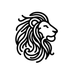Obraz premium Line Art Cool Lion Logo, Elegant and Clean Stroke, Logo-style Vector Outline