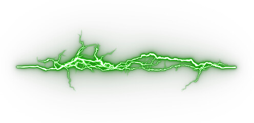 Green electricity blazing glow on transparent backgrounds 3d render png