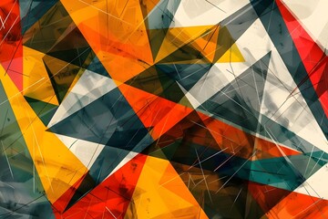 Abstract Geometric Shapes Intersect and Overlay, Creating a Vibrant and Dynamic Composition with Bold Colors and Textured Brushstrokes, Showcasing Artistic Expression Through Modern Design Principles.