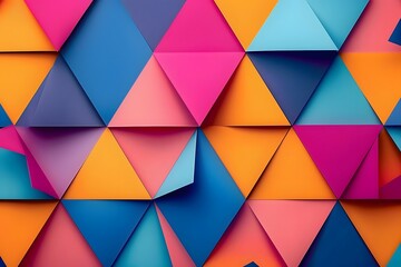Vibrant Geometric Triangles Create an Abstract Colorful Pattern: A Study in Shape, Color, and Design, Featuring Vivid Hues and Bold Visual Appeal for Creative Inspiration.