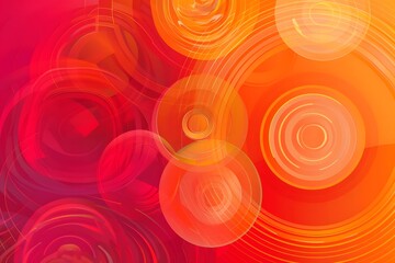 Abstract Orange and Red Concentric Circles Design: Vibrant Swirling Geometric Patterns Create Dynamic Energy and Visual Interest, Evoking Feelings of Warmth and Excitement.  A Captivating Blend of Col