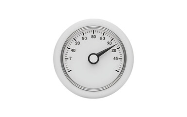 White round analog gauge meter with black pointer isolated on transparent background