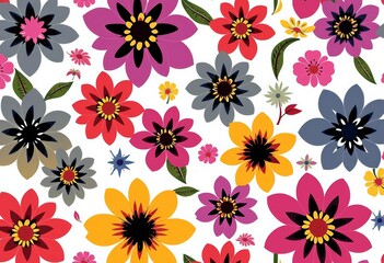 Abstract floral seamless vector pattern; geometric, organic shapes, white background, backdrop, vector