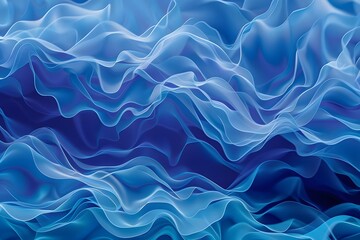 Abstract Blue Waves:  Fluid, Serene, Digital Art in Motion, Seamlessly Flowing, Captivating, Tranquil, Calming,  Modern, Elegant, 3D Render, Background Wallpaper