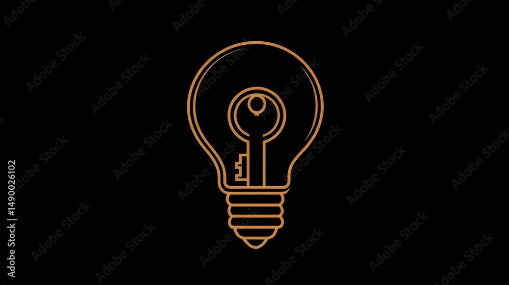 Poster design a light bulb icon with a key inside, symbolizing unlocking knowledge and discovering new poss