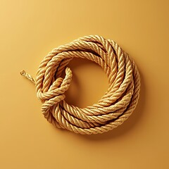 Coiled Rope on Tan Background