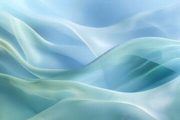 Obraz premium Abstract Blue and Green Fabric Waves Flowing Seamlessly, Creating a Serene and Elegant Background for Design Projects, Digital Art, and Visual Presentations; Ideal for Websites, Wallpapers, and More.