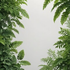 Lush green leaves, clean cutouts, bright white ,  environment,  eco