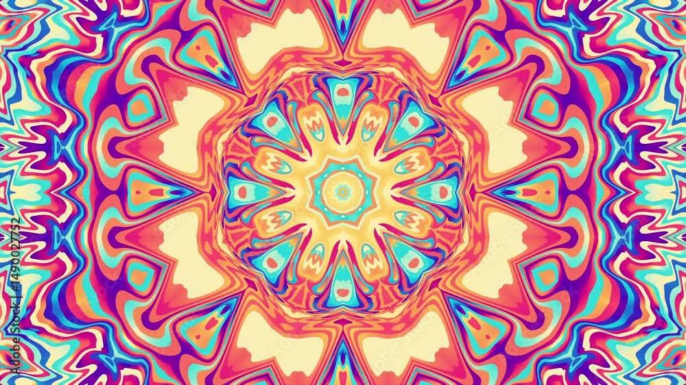Leinwandbilder geometric wavy pattern kaleidoscope retro circle pattern mosaic background. classic loop mandala.