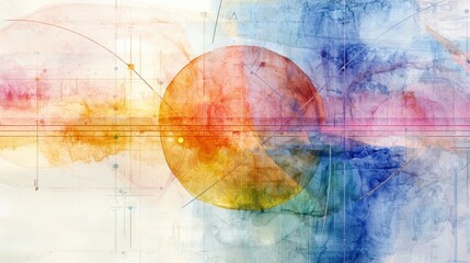 Obraz premium A colorful abstract painting with a large circle in the center