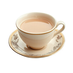 Cup of Milk Tea on Saucer Isolated on Transparent Background